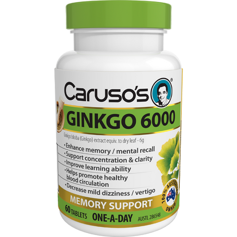 Caruso's Natural Health Ginkgo 6000 60 Tablets Caruso's Natural Health Ginkgo 6000 60 Tablets
