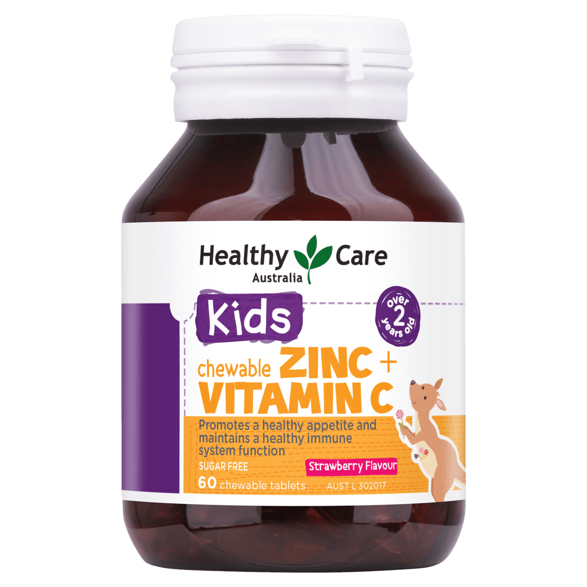 Healthy Care Kids Chewable Zinc + Vitamin C 60 Chewable Tablets