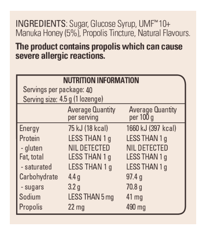 COMVITA Soothing Manuka Honey Lozenges with Propolis Lemon and Honey 40 Lozenges COMVITA Soothing Manuka Honey Lozenges with Propolis Lemon and Honey 40 Lozenges