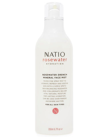 Natio Rosewater Hydration Drench Mineral Face Mist 200mL Natio Rosewater Hydration Drench Mineral Face Mist 200mL