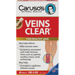 Caruso's Natural Health Veins Clear 60 Tablets (Expiry 03/2026)