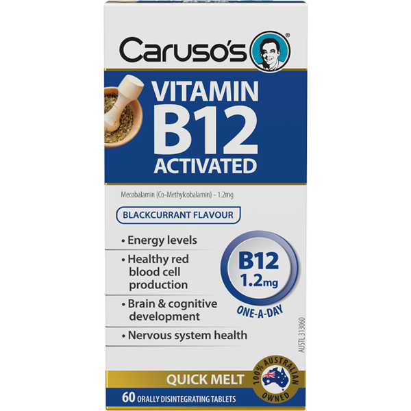 Caruso's Natural Health Vitamin B12 Activated 1200mcg 60 Quick MELT Tablets