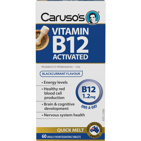 Caruso's Natural Health Vitamin B12 Activated 1200mcg 60 Quick MELT Tablets Caruso's Natural Health Vitamin B12 Activated 1200mcg 60 Quick MELT Tablets
