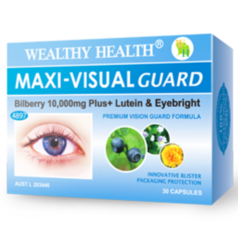 Wealthy Health Maxi Visual Guard Bilberry 10000mg Plus 30 Capsules Wealthy Health Maxi Visual Guard Bilberry 10000mg Plus 30 Capsules