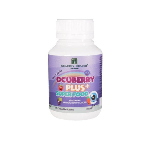 Wealthy Health Smart Junior Ocuberry Plus + SuperFood 90 Chewable Buttons Wealthy Health Smart Junior Ocuberry Plus + SuperFood 90 Chewable Buttons