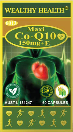 Wealthy Health Maxi CO-Q10 150mg + Vitamin E 60 Capules Wealthy Health Maxi CO-Q10 150mg + Vitamin E 60 Capules
