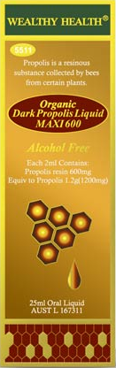 Wealthy Health Organic Dark Propolis Liquid Maxi 600mg 25mL Wealthy Health Organic Dark Propolis Liquid Maxi 600mg 25mL