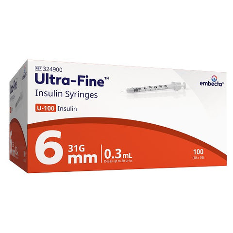 Embecta Ultra-Fine Insulin Syringes 100 Pack