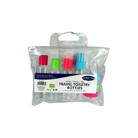 SwissCare Travel Toiletry Liquid Clear Container Bottle Set