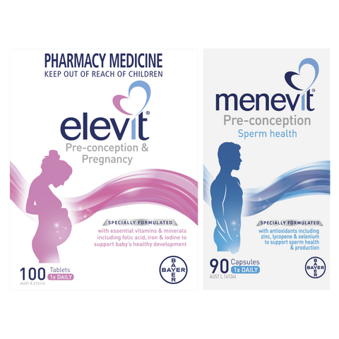 Elevit Pregnancy Multivitamin 100 Tablets & Menevit Pre-Conception Sperm Health 90 Capsules (Limit ONE per Order) - Special Bundle