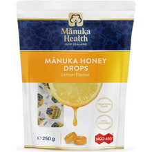 Load image into Gallery viewer, Manuka Health MGO 400+ Manuka Honey Drops - Lemon 250g