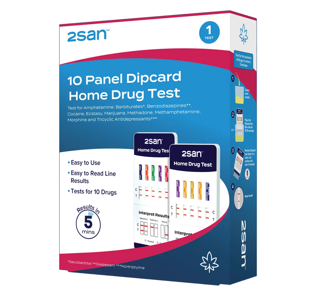 2San 10 Panel Dipcard Home Drug Test
