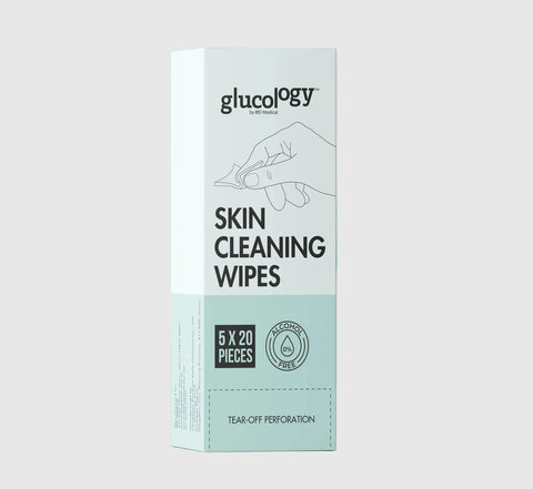 Glucology Alcohol-Free Skin Wipes 5 x 20 Pieces (100 Packs)