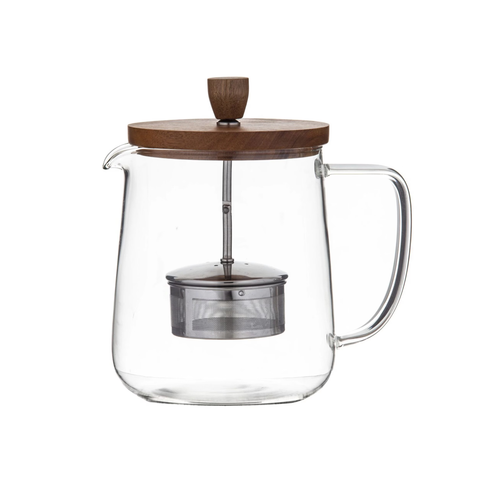 Leaf & Bean Naples Tea Pot with Acacia Lid & Infuser - Brown