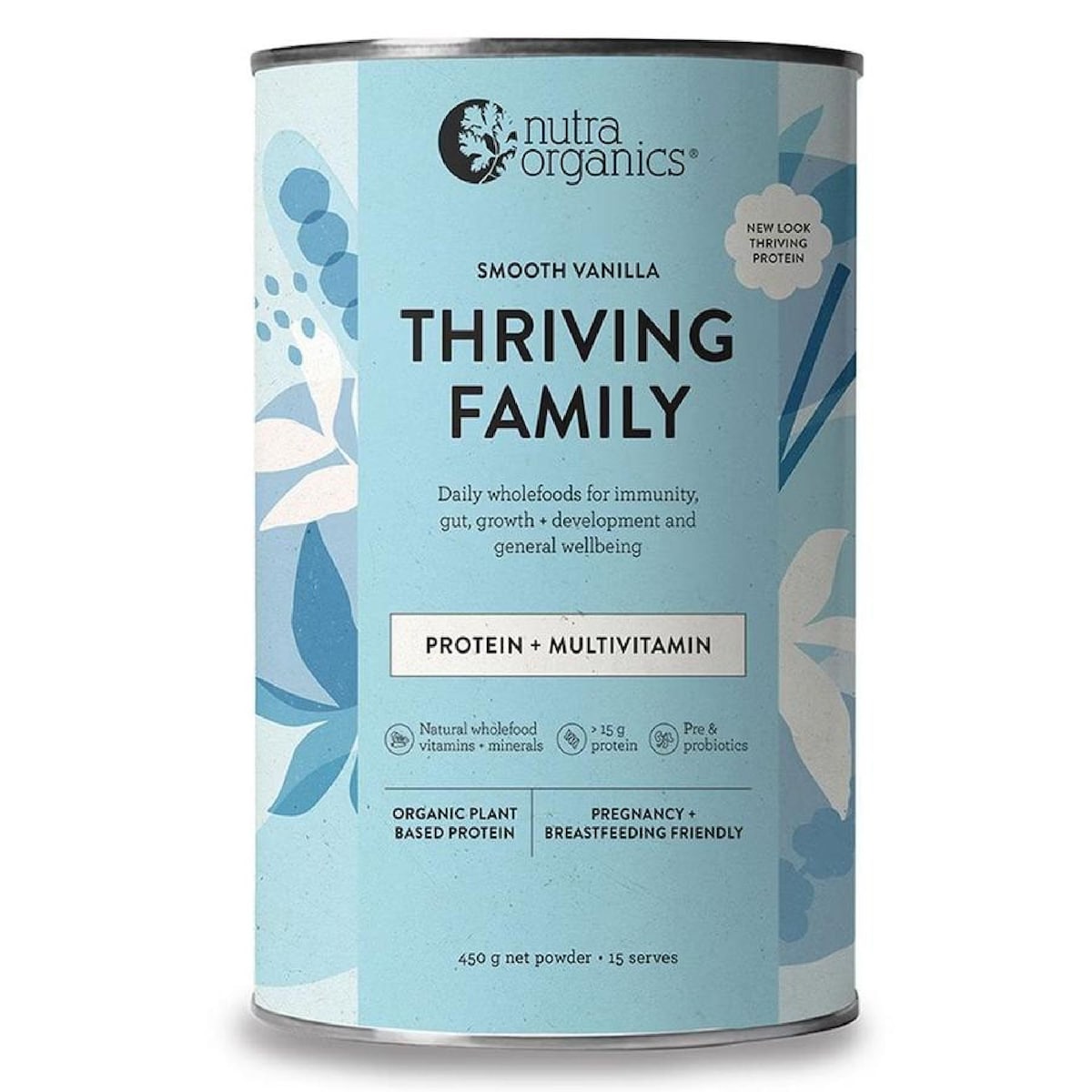 Nutra Organics Thriving Family Protein Smooth Vanilla 450g