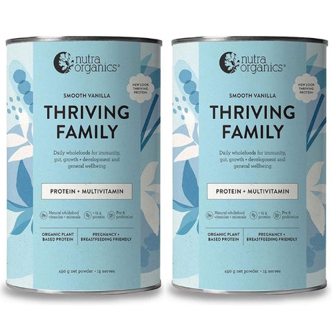 Nutra Organics Thriving Family Protein Smooth Vanilla 2 x 450g - Special Bundle