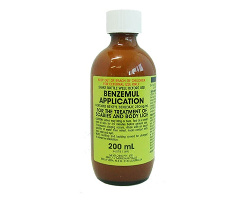 Benzemul Application Scabies and Body Lice 200mL (ships June)
