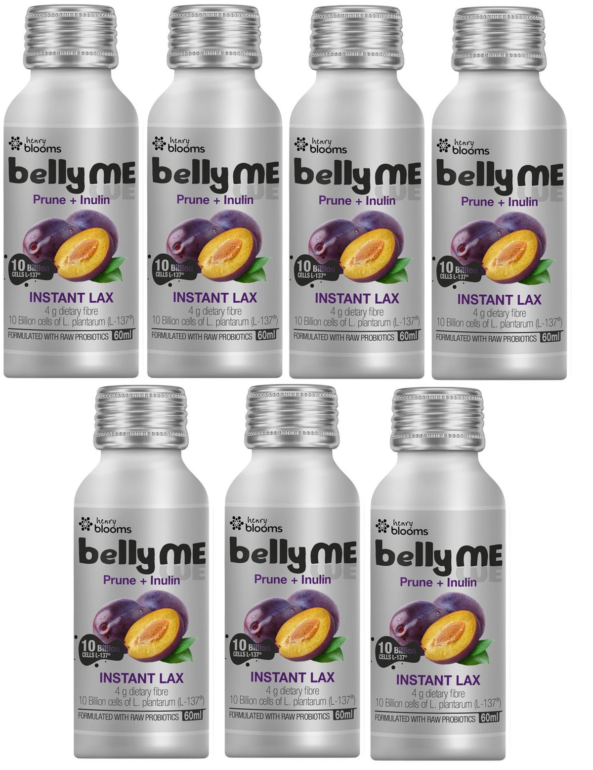 Henry Blooms BellyMe Instant Lax Prune + Inulin Natural Berry Flavour 7 x 60 mL