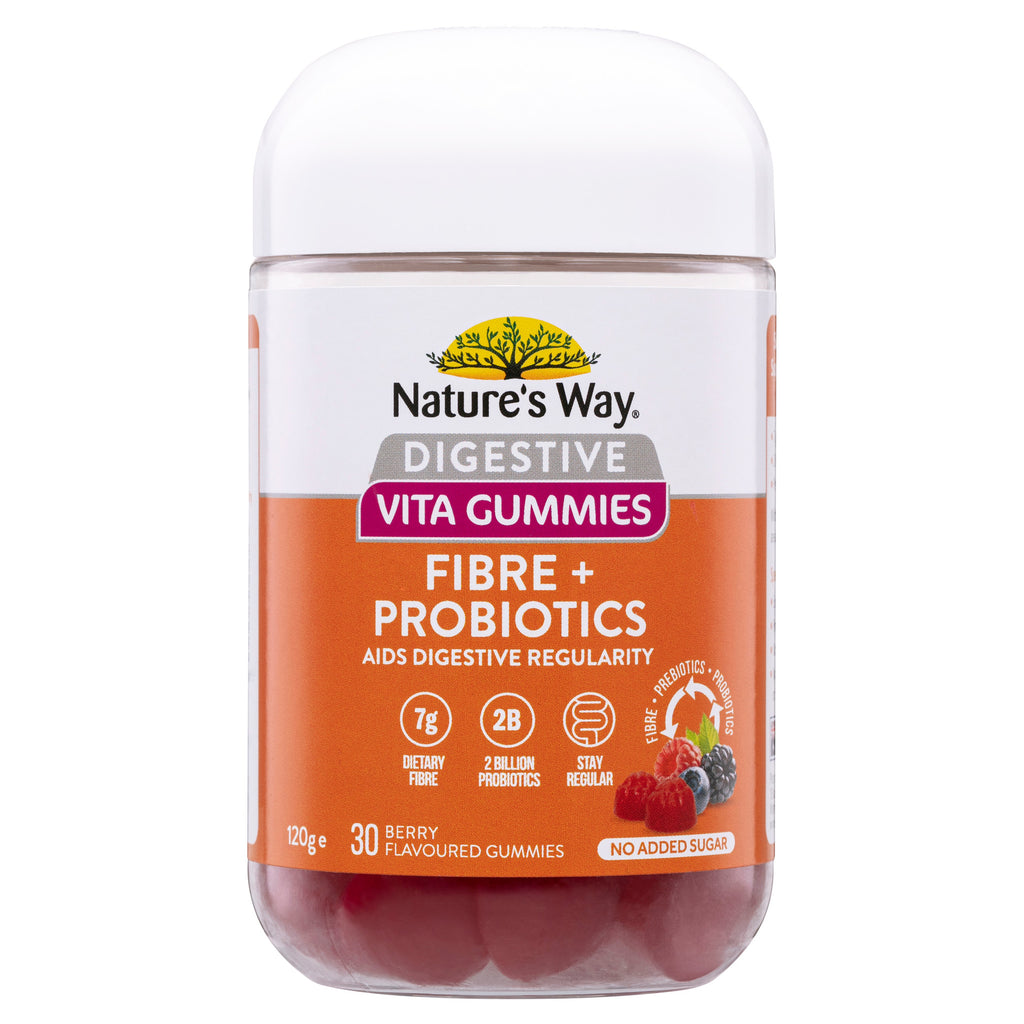 Nature's Way Digestive Vita Gummies Fibre + Probiotics 30 Pack 120g