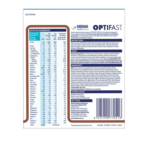Optifast VLCD Protein Plus Rich and Thick Chocolate Flavour Shakes 63g x 10 Sachets