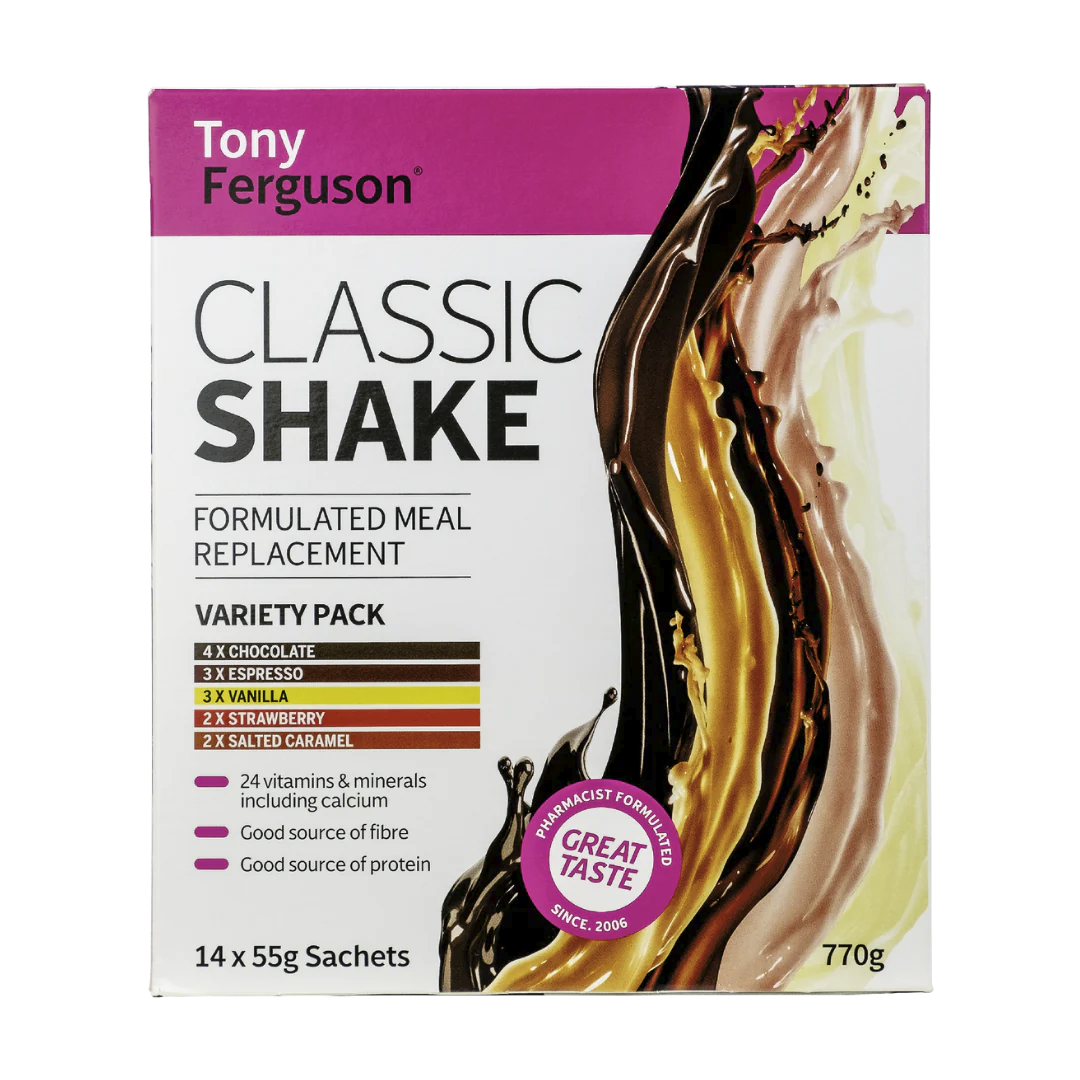 Tony Ferguson Classic Shake Variety Flavours 55g x 14 Sachets