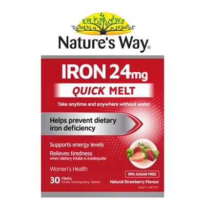 Nature's Way Iron 24mg Quick Melt 30 Melts