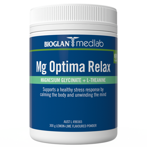 Bioglan Medlab Mg Optima Relax Lemon-Lime Powder 300g