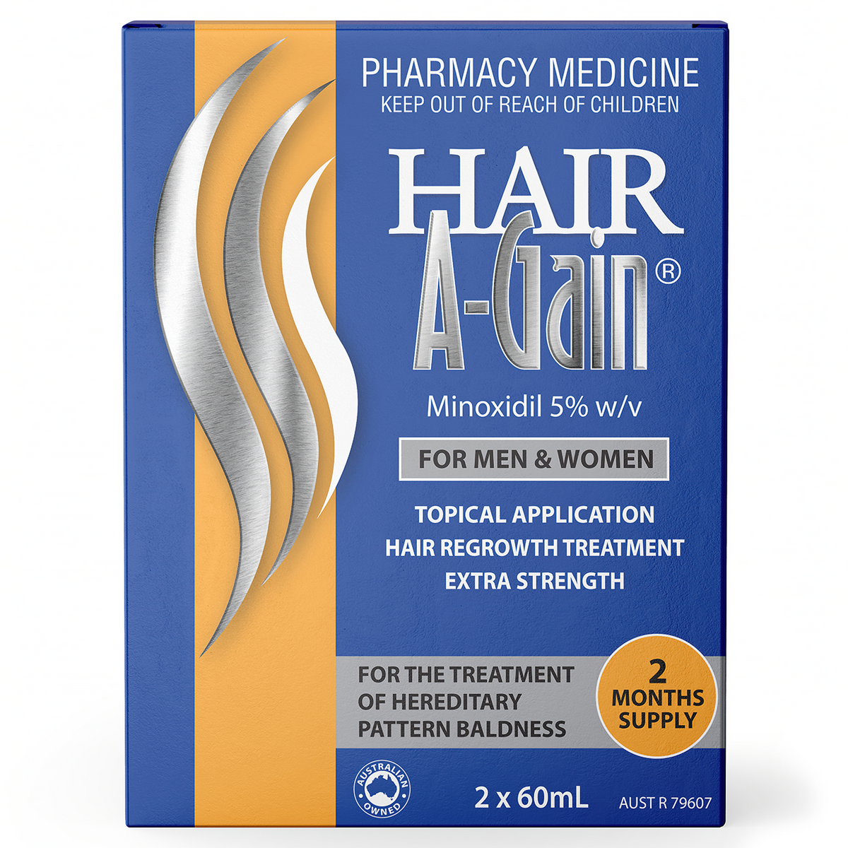 Hair A-Gain Hair Regrowth Treatment for Men & Women 2 x 60mL (S2) (Limit of ONE per Order)