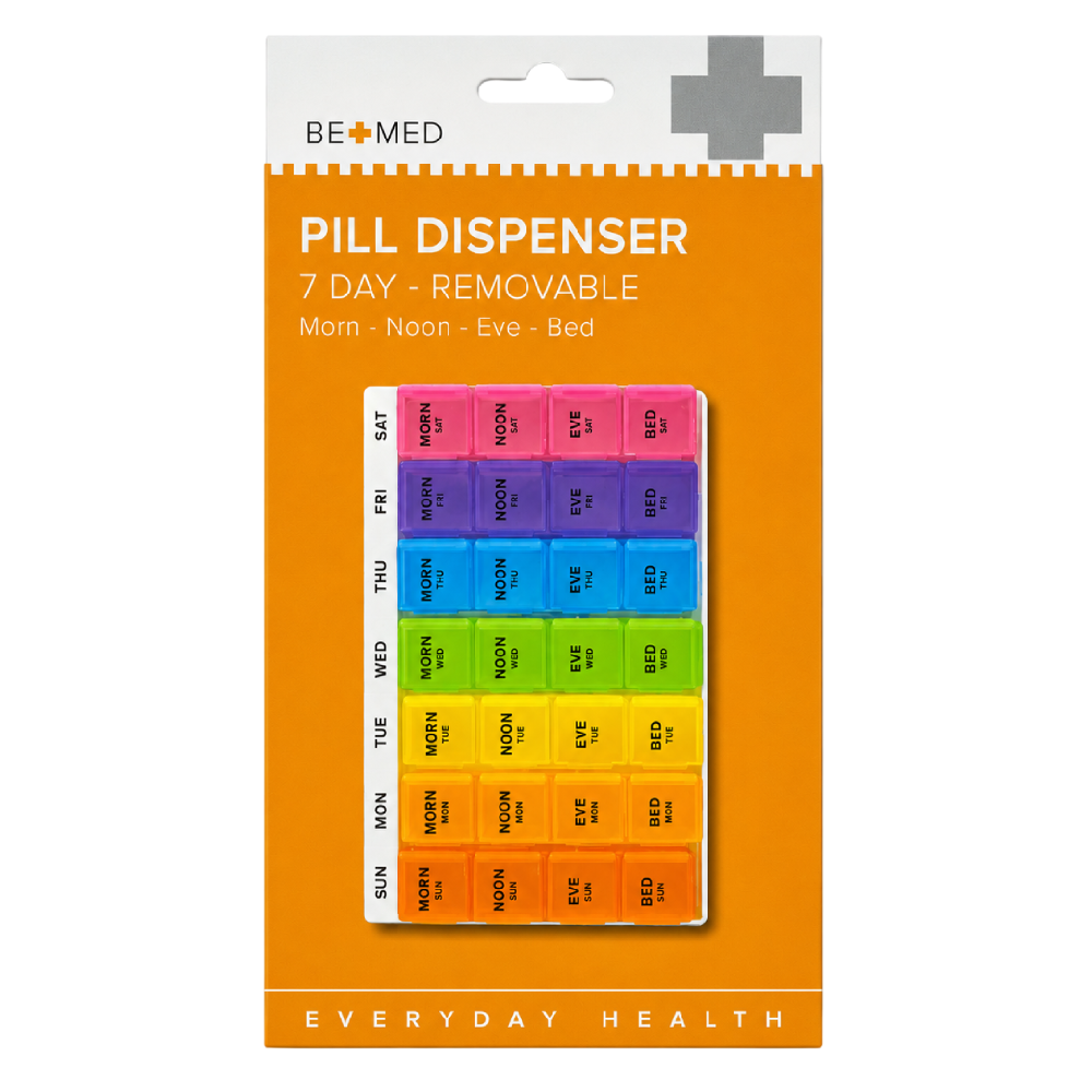 BeMed Pill Dispenser 7 Day - 4 Doses/Day - 11.5cm x 18cm
