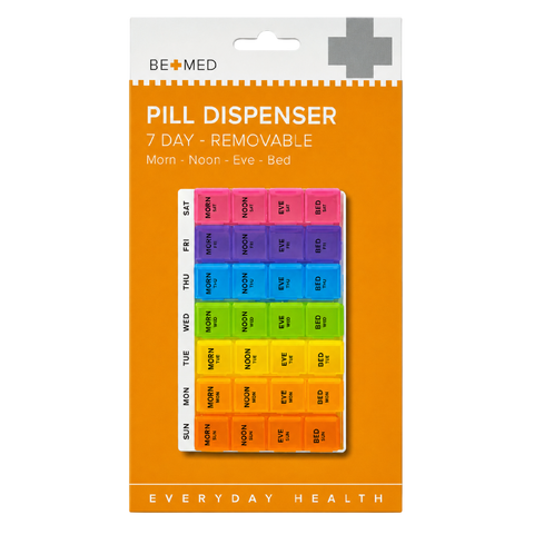 BeMed Pill Dispenser 7 Day - 4 Doses/Day - 11.5cm x 18cm