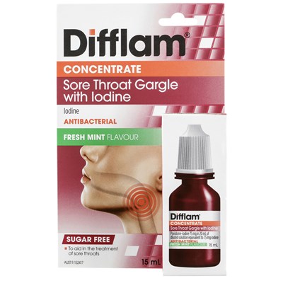 Difflam Sore Throat Gargle Concentrate with Iodine 15mL