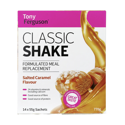 Tony Ferguson Classic Shake Salted Caramel Flavour 55g x 14 Sachets