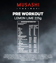 Load image into Gallery viewer, Musashi Pre Workout Lemon Lime 225g