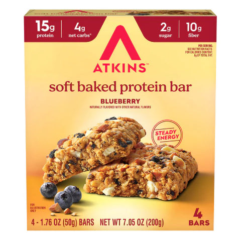 Atkins Soft Baked Blueberry Protein Bars 4 Bar x 50g