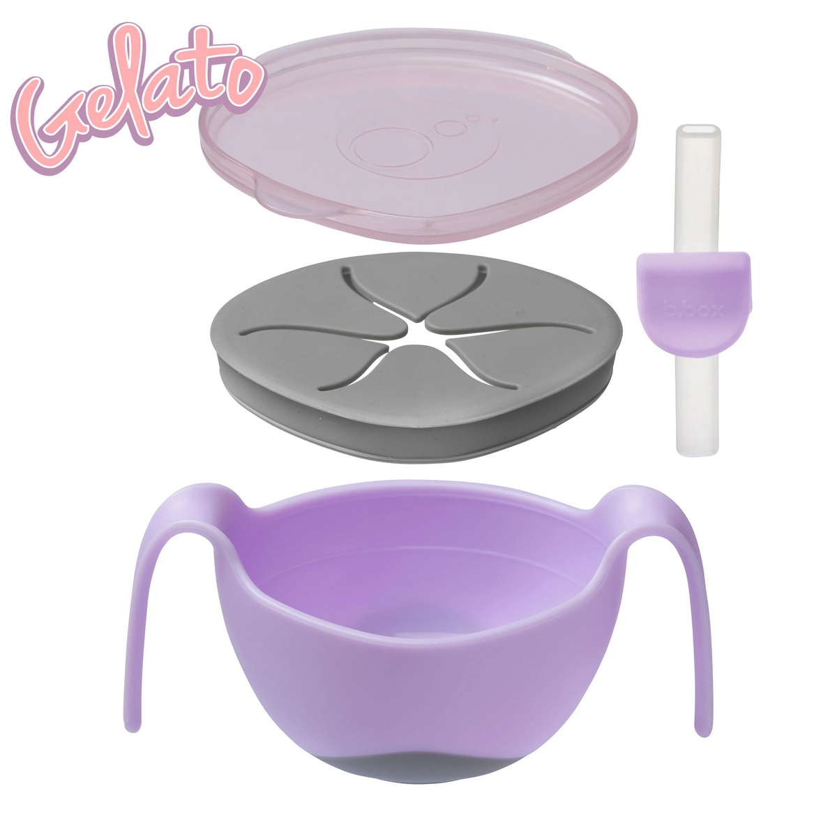 B.Box Bowl And Straw - Gelato Range Boysenberry