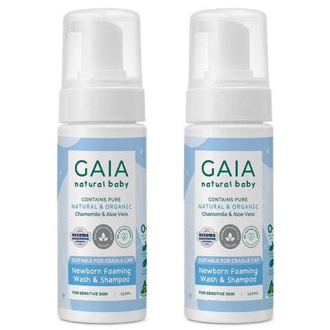 Gaia Natural Baby Newborn Foaming Shampoo & Wash 2 x 150mL - Special Bundle
