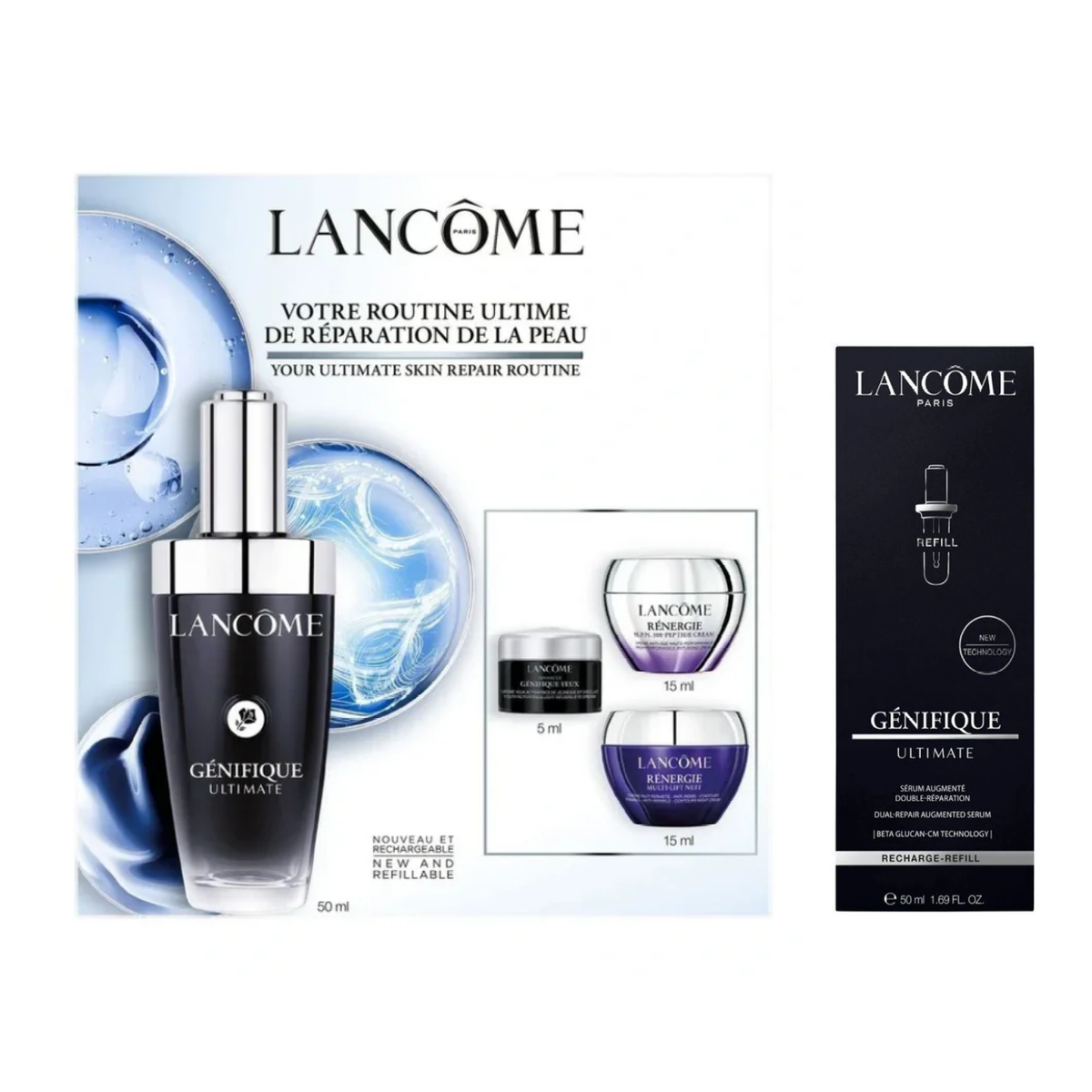 LANCOME Genifique Ultimate Serum 50mL Routine Set + BONUS Genifique Ultimate Serum Refill 50mL
