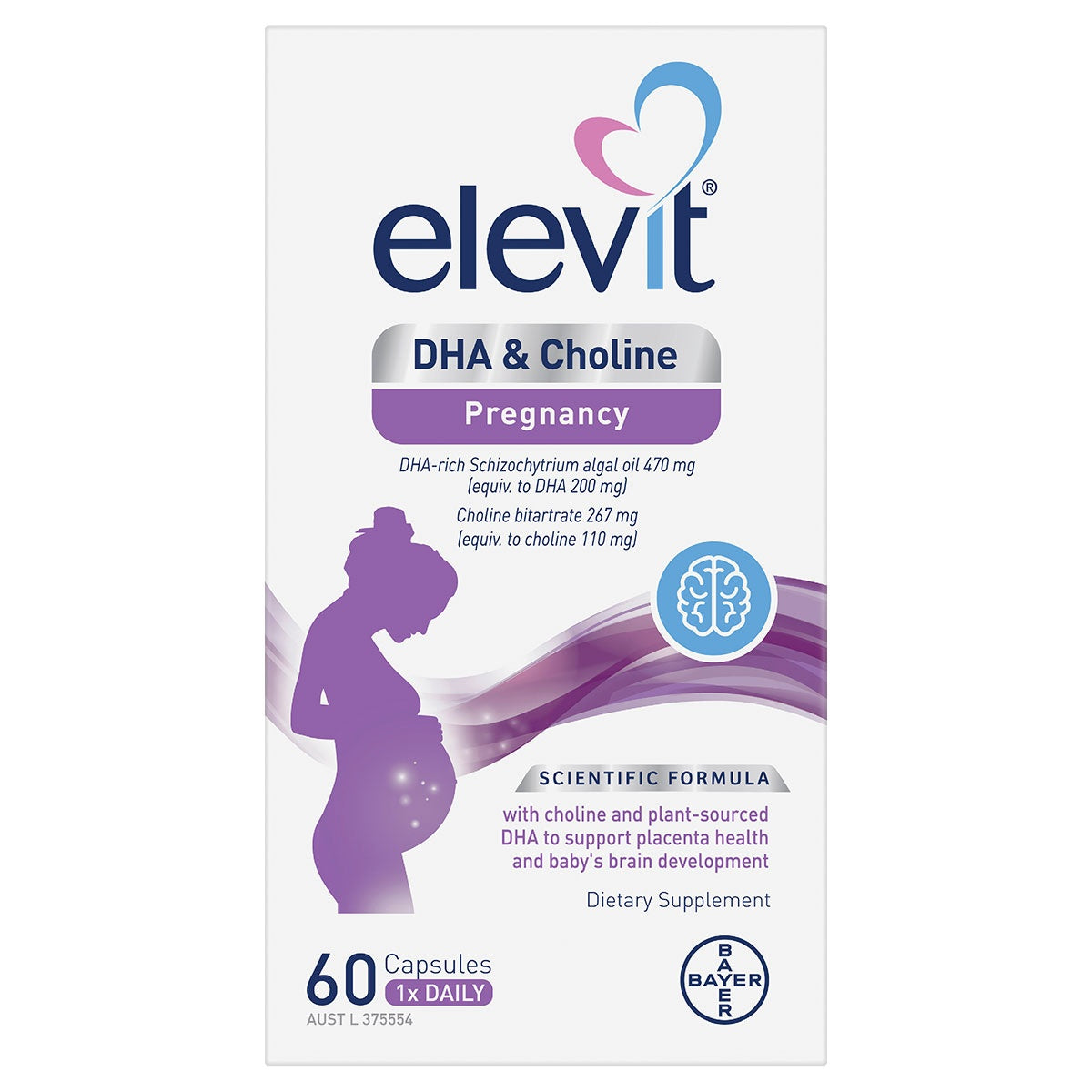 Elevit DHA + Choline for Pregnancy 60 Capsules (expiry 12/24)