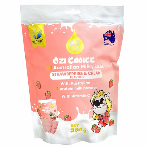 Ozi Choice A2 Calcium Milky Bites Strawberry & Cream Flavour 100 x 3 Bites