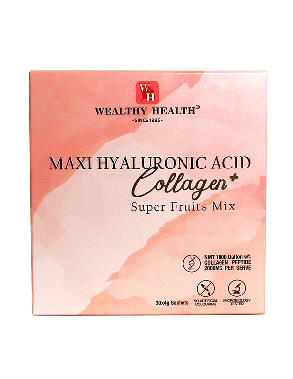 Wealthy Health Maxi Hyaluronic Acid Collagen + Super Fruits Mix 4g x 30 Sachets (Expiry 08/2024)