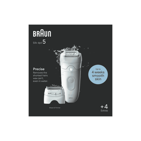 Braun Silk-Epil 5 Epilator Wet And Dry Grey + 4 Extras