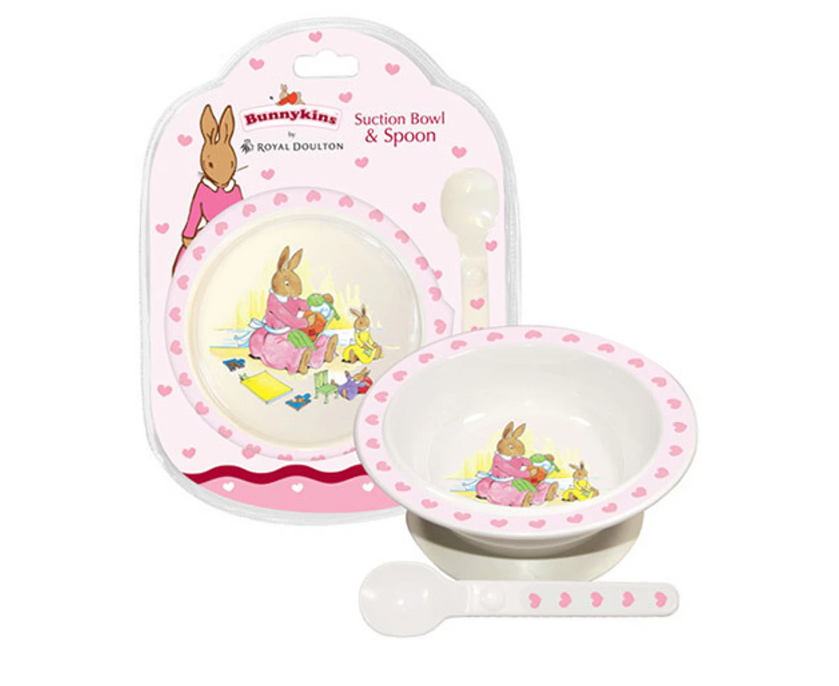 Bunnykins Suction Bowl & Spoon Sweethearts Pink Set