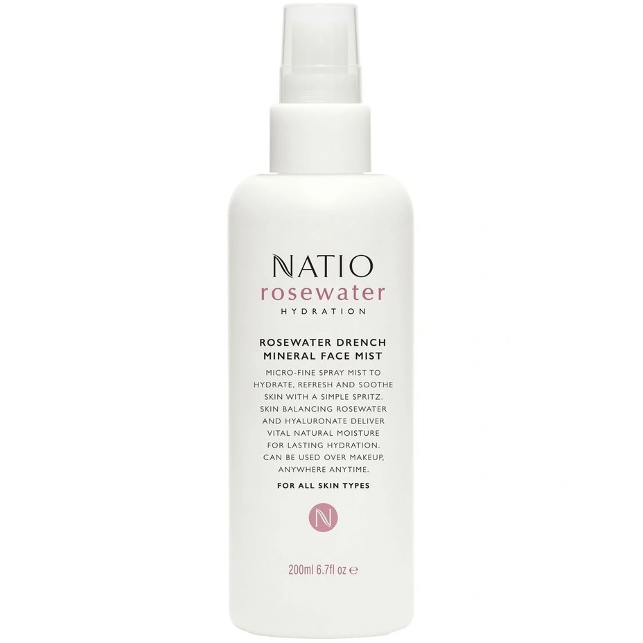 Natio Rosewater Hydration Drench Mineral Face Mist 200mL