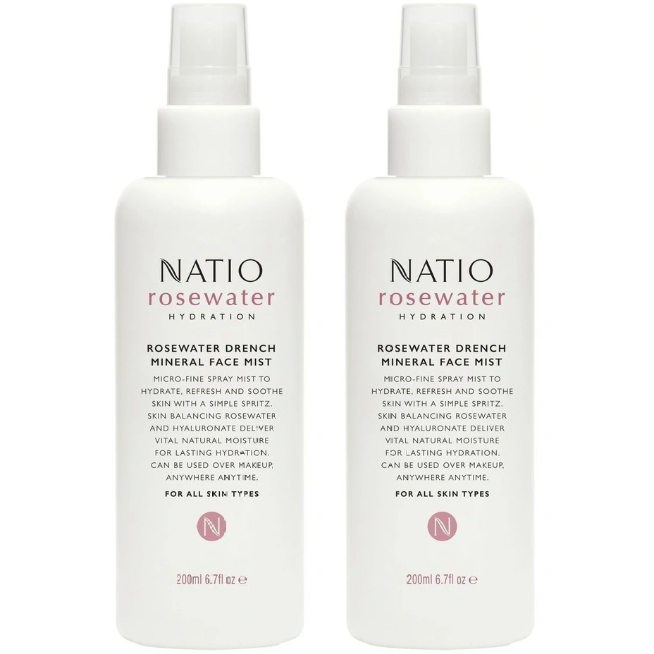 Natio Rosewater Hydration Drench Mineral Face Mist 2 x 200mL - Special Bundle