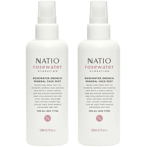 Natio Rosewater Hydration Drench Mineral Face Mist 2 x 200mL - Special Bundle