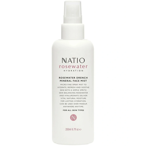Natio Rosewater Hydration Drench Mineral Face Mist 200mL
