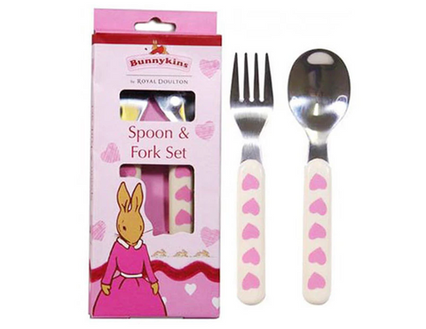 Bunnykins Kids Spoon & Fork Sweethearts Pink Cutlery Set