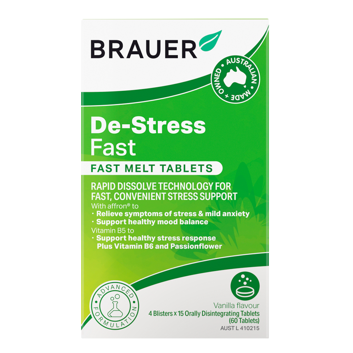 Brauer De-Stress Fast Melt 60 tablets