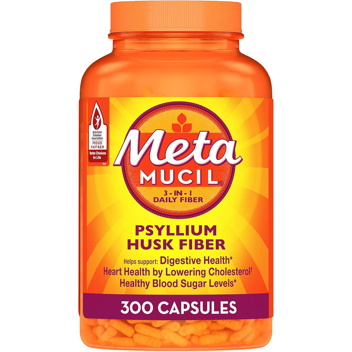 Metamucil Daily Fibre Supplement Fibre Caps 300 Capsules
