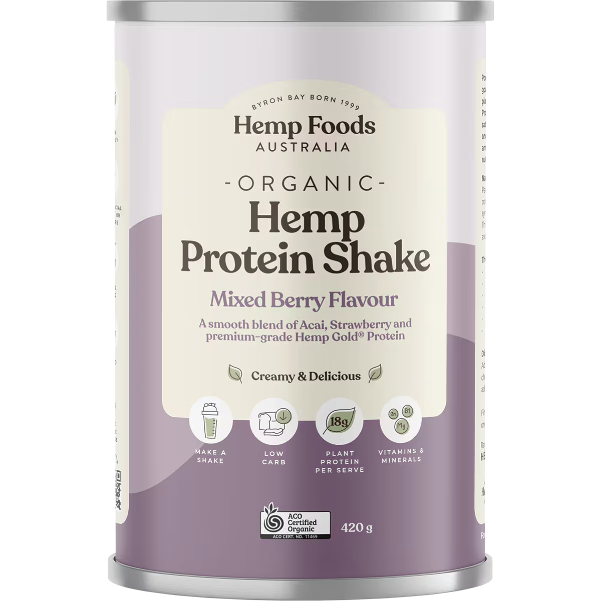 Hemp Foods Australia Organic Hemp Protein Mixed Berry & Acai 420g